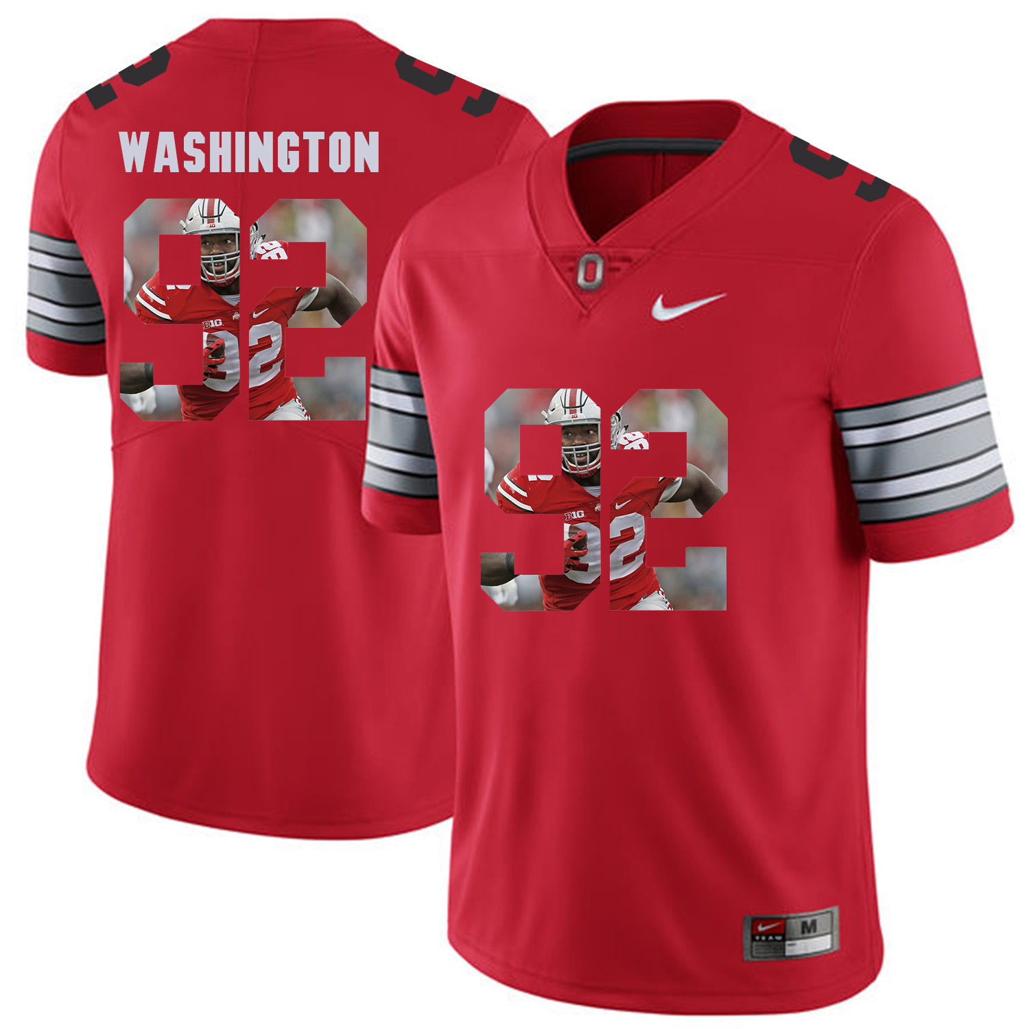 Men Ohio State #92 Washington Red Fashion Edition Customized NCAA Jerseys